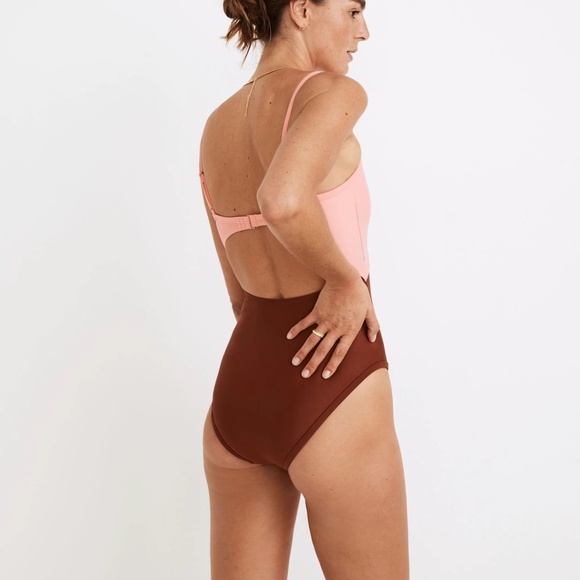 Madewell Second Wave Cutout One-Piece Swimsuit in Colorblock Size Small - NWT - Picture 3 of 7